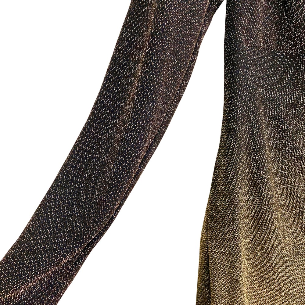 Lauren Ralph Lauren Metallic Gold Black Knit  Gown Ruched Maxi Dress 12‎ - Picture 3 of 8